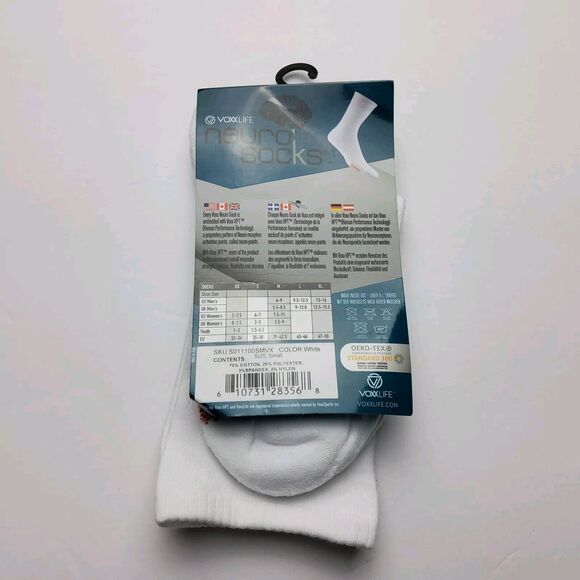Voxx Life Stasis Neuro Socks Wellness Crew White Size S (Women's 4-7) - Picture 3 of 4